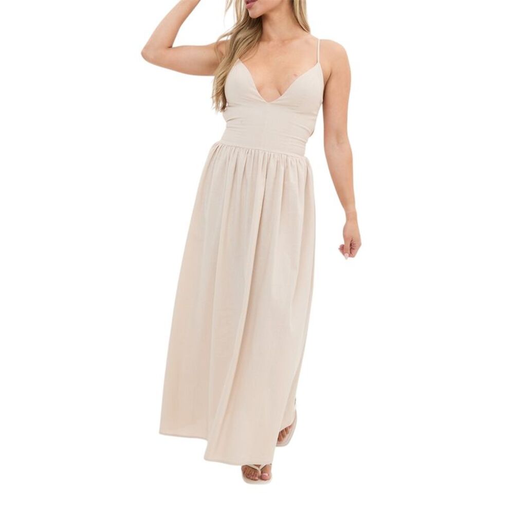 I Saw It First Womens/Ladies Linen Blend Maxi Dress / Cream